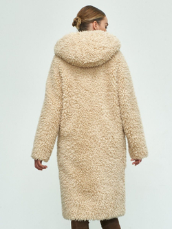 Шуба женская чебурашка тедди эко, светло-бежевая, SilverFox