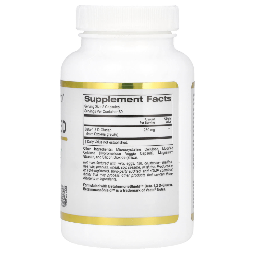 California Gold Nutrition, бета-глюкан из водорослей 1,3D, 120 вегетарианских капсул (125 мг в каждой капсуле)