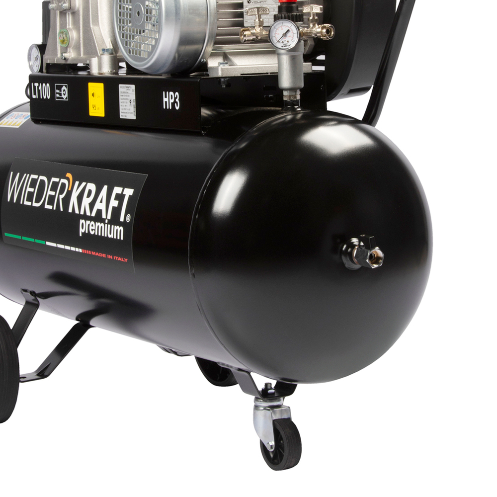 WDK-91053 Компрессор поршневой с ременным приводом 423 л/мин, 2.2 КВт, 220 В, ресивер 100 л