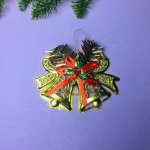 Украшение новогоднее «Колокольчики резные» 13*10 см, Золото