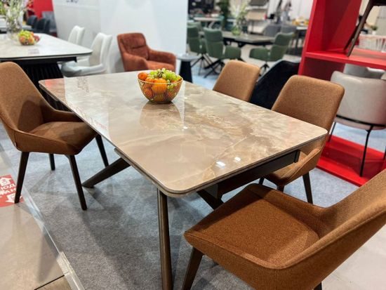 Стол EDER 160 GLOSS AMBER JADE SOLID CERAMIC / Орех