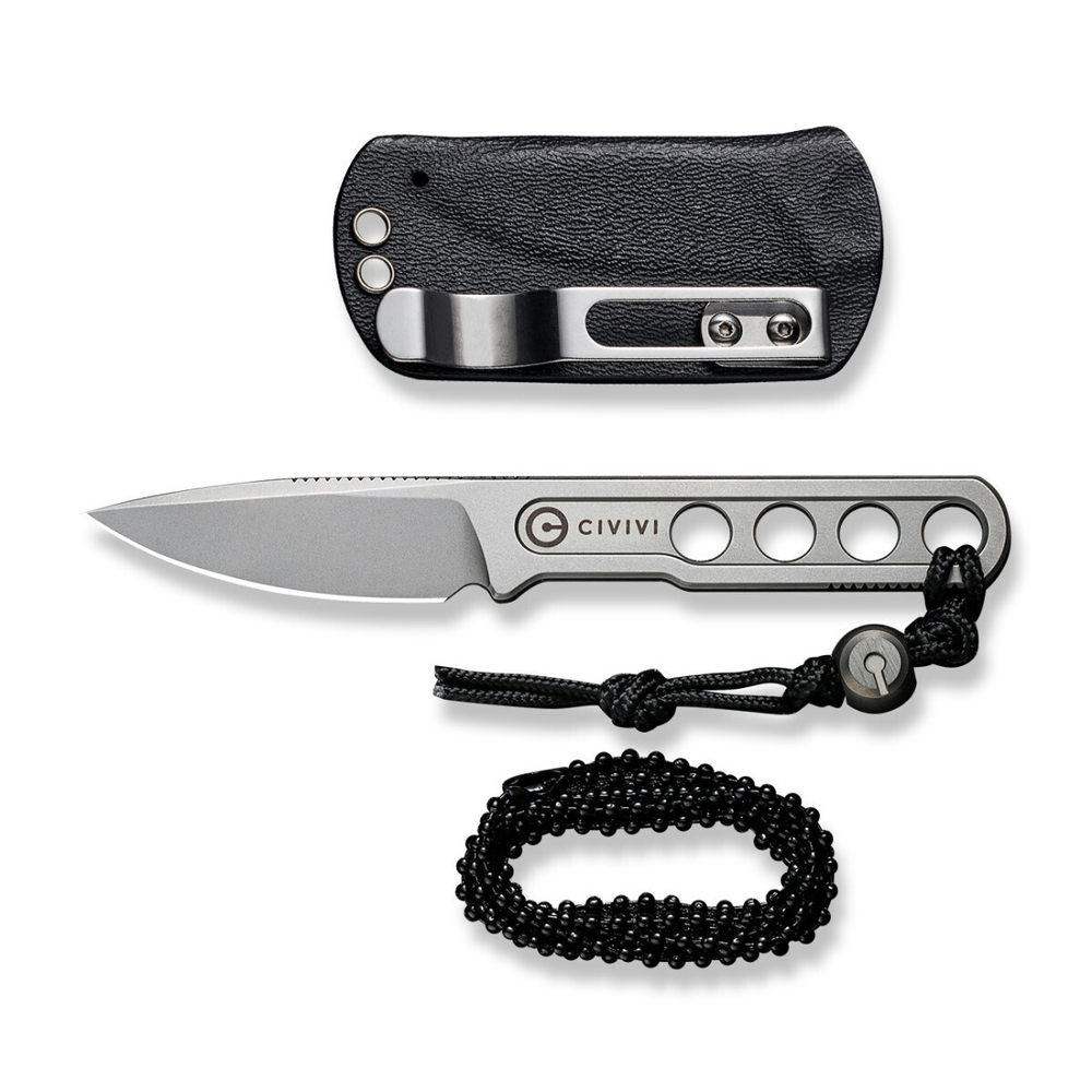Нож CIVIVI Fixed Blade Circulus сталь 10Cr15CoMoV, рукоять из нержавеющей стали с каменной отделкой серая