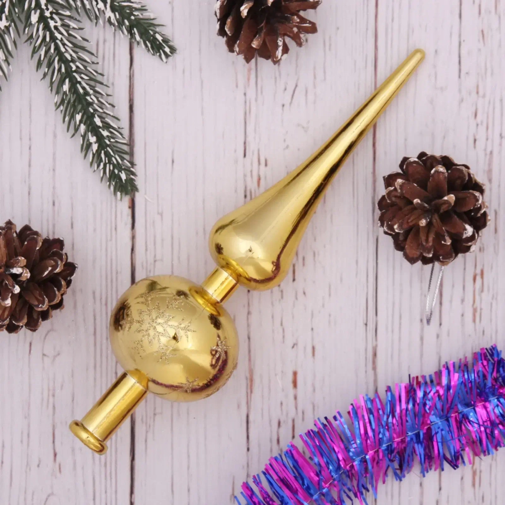 Верхушка на ёлку 23 см «Снежинка», Золото