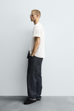 ZARA ФУТБОЛКА С ПРИНТОМ И ВЫШИВКОЙ, БЕЛЫЙ