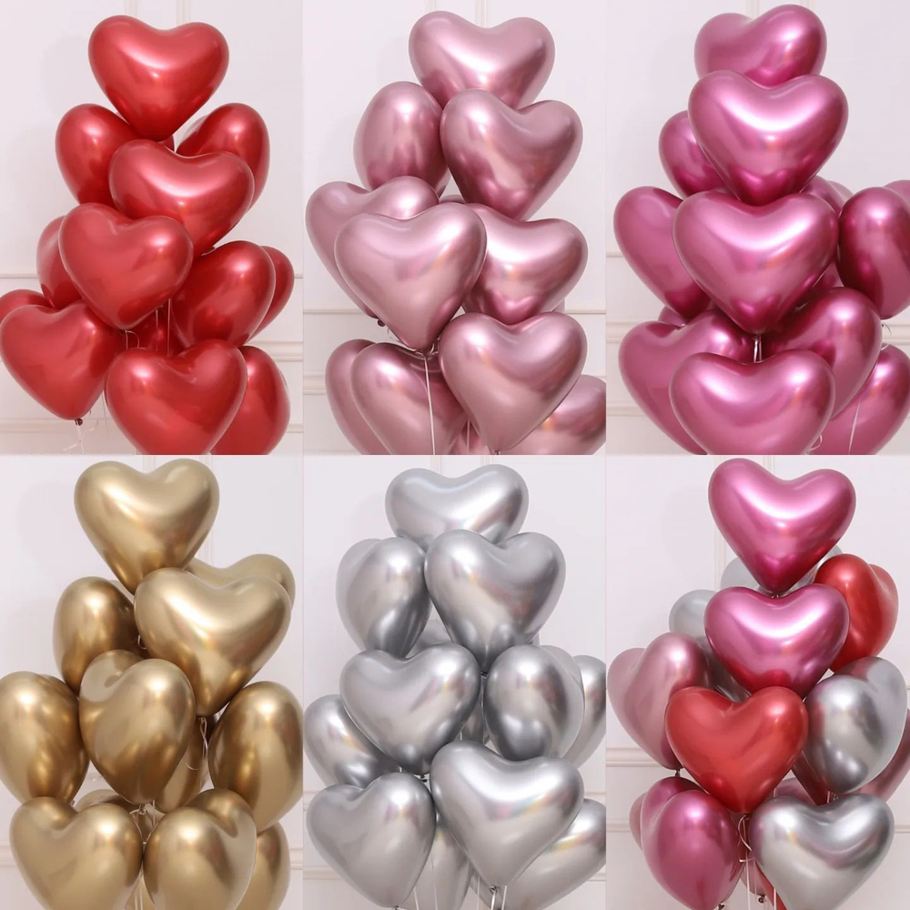 Шар Сердце золото хром