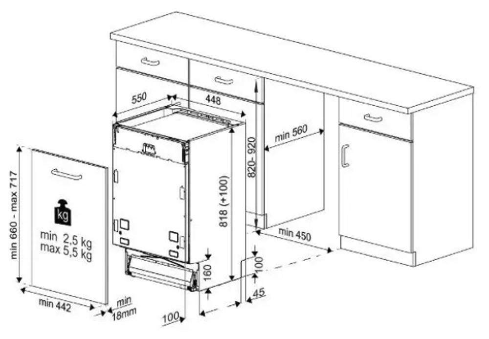 Встраиваемая посудомоечная машина Indesit DIS 1C69 B