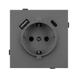 Механизм розетки с USB зарядкой SCT-TENDO-MUAC-SFPL-GR (230V, 16A) (Arlight, Матовый графитовый) 054609