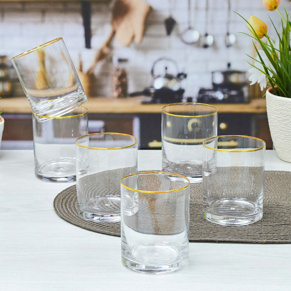Набор стаканов для виски "Larus" 6шт 320мл, отводка золотом