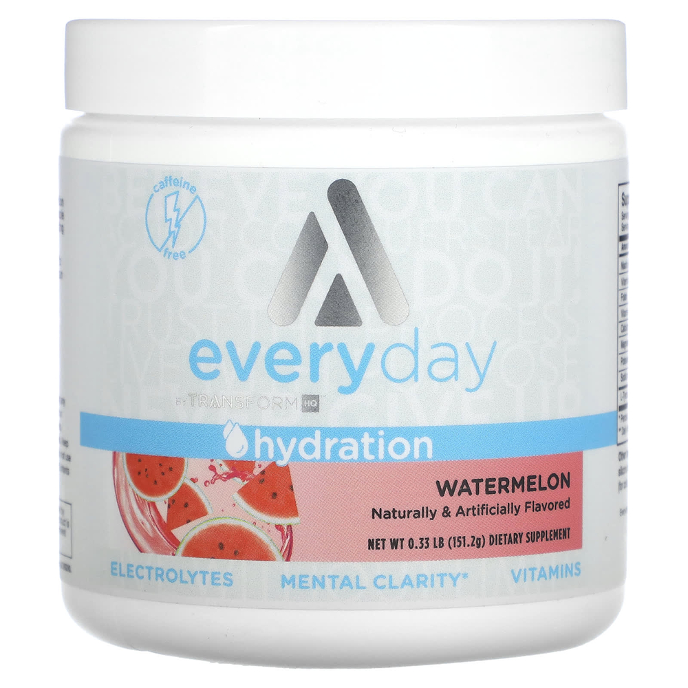 TransformHQ, Everyday, увлажнение, без кофеина, арбуз, 151,2 г (0,33 фунта)