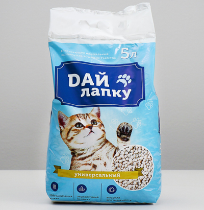 Наполнитель минеральный впитывающий «Дай лапку», фракция 4-6, 5 л