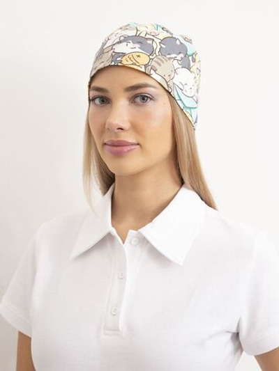 Шапочка медицинская, принт "Ушастые", бежевый
