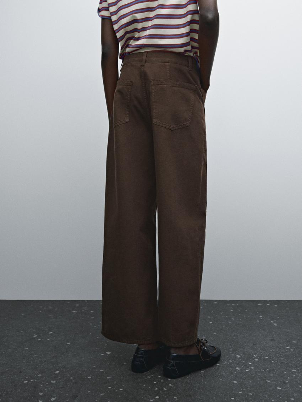 Massimo Dutti Брюки из смесового хлопка, шоколадный