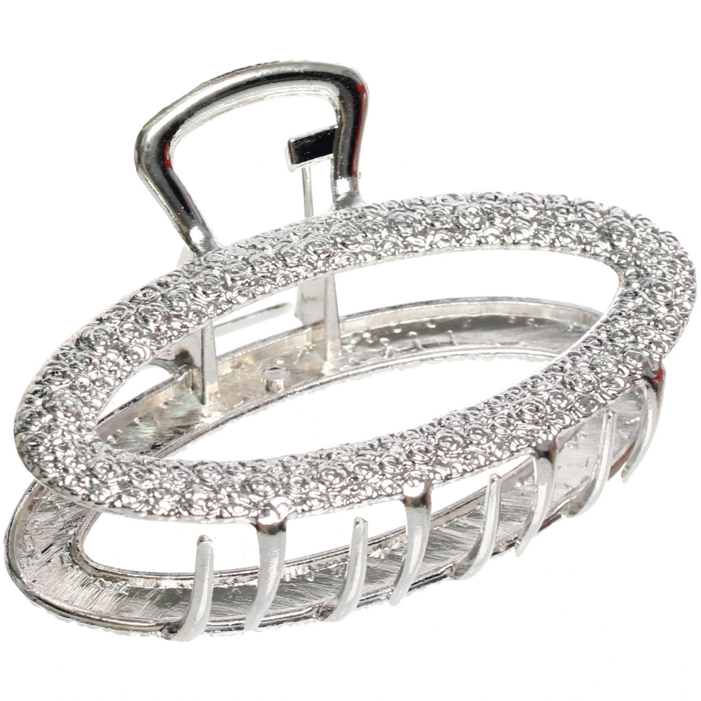 Заколка-краб для волос «AKS - DesignPRO», овал, цвет золото и хром, 6.8*3см