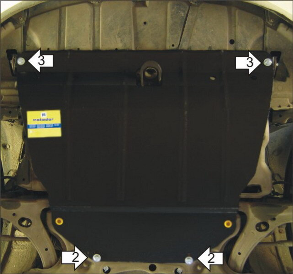 Защита картера двигателя, КПП (2 мм, сталь) для Toyota Matrix 2008-2014 Motodor.72517
