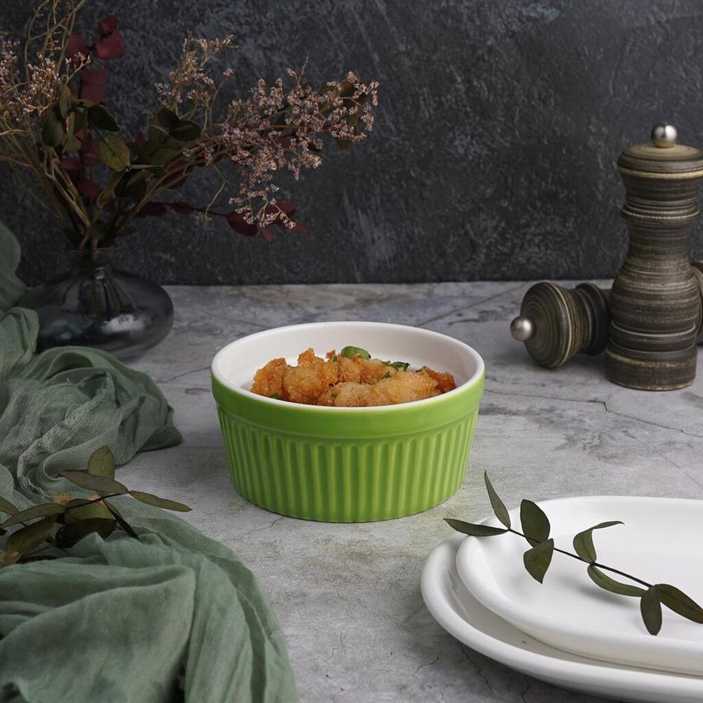 Салатник соусник для подачи 400 мл d 12 см h5,5 см круглый зеленый Рамекин фарфор P.L. [6]