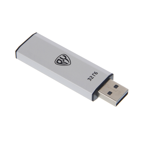 Флеш-карта USB2.0 BY 32Гб выдвижная Silverslide, блистер, алюминий, пластик, серебристый