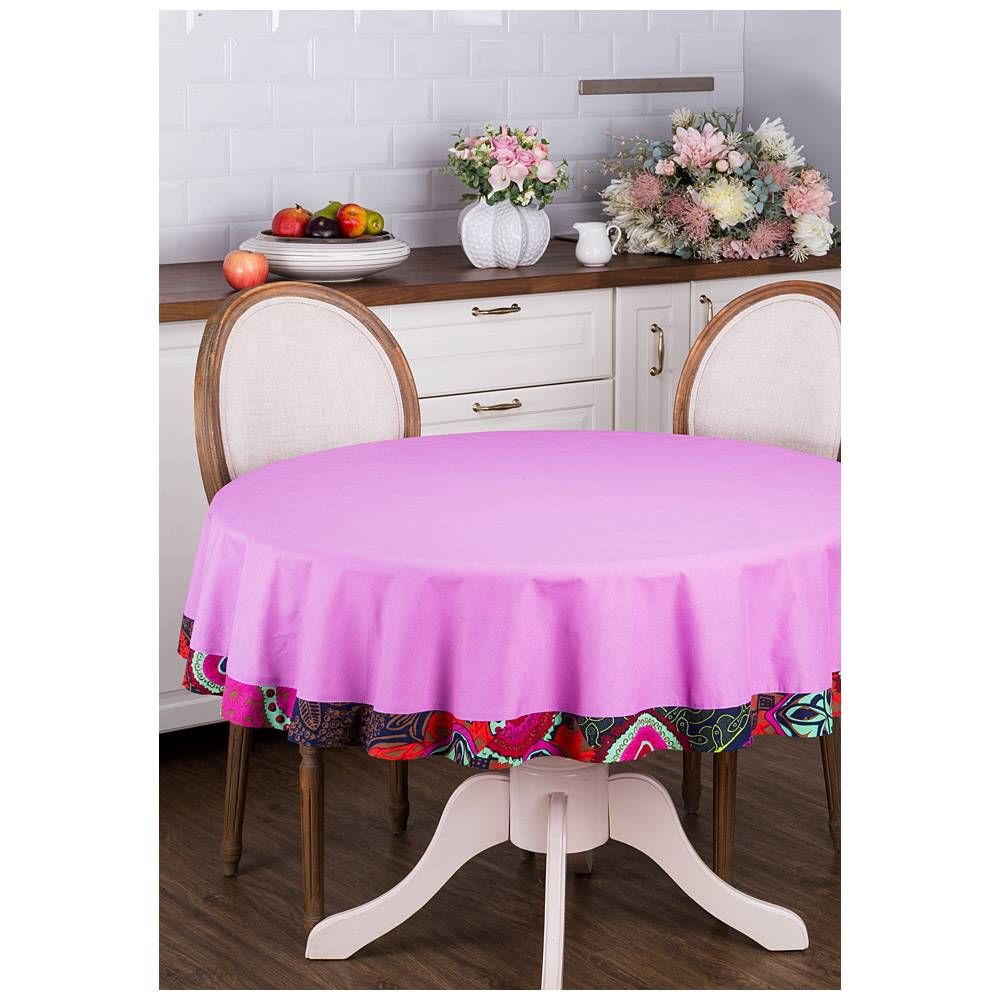 СКАТЕРТЬ КРУГЛАЯ "AMADEUS",D160СМ, 100% ХЛОПОК,ЛИЛОВЫЙ