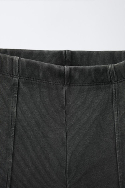 ZARA ШОРТЫ-ВЕЛОСИПЕДКИ В РУБЧИК С ЭФФЕКТОМ ПОТЕРТОСТИ, АНТРАЦИТОВО-СЕРЫЙ