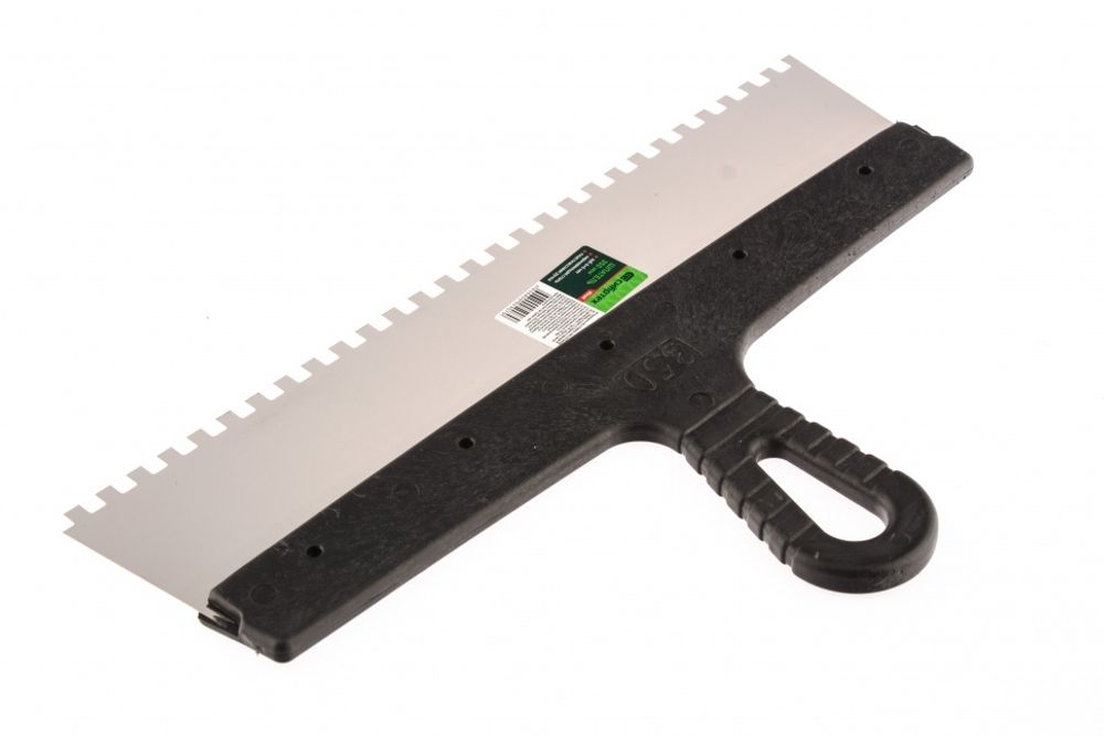 Шпатель 350мм, зуб 6х6мм, из нержавеющей стали, пластмассовая ручка, Сибртех, 85468