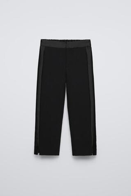 ZARA БРЮКИ С АТЛАСНЫМИ ЛАМПАСАМИ, ЧЕРНЫЙ
