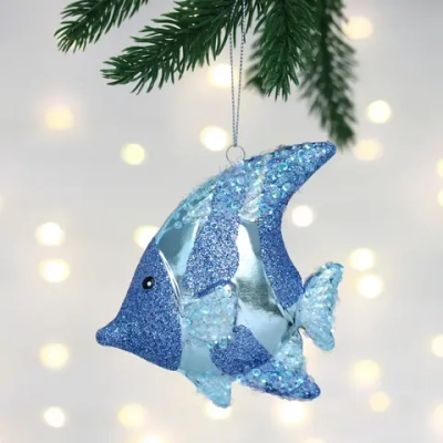 Елочная игрушка «Волшебная рыбка» 10*2,5*10 см, Голубой