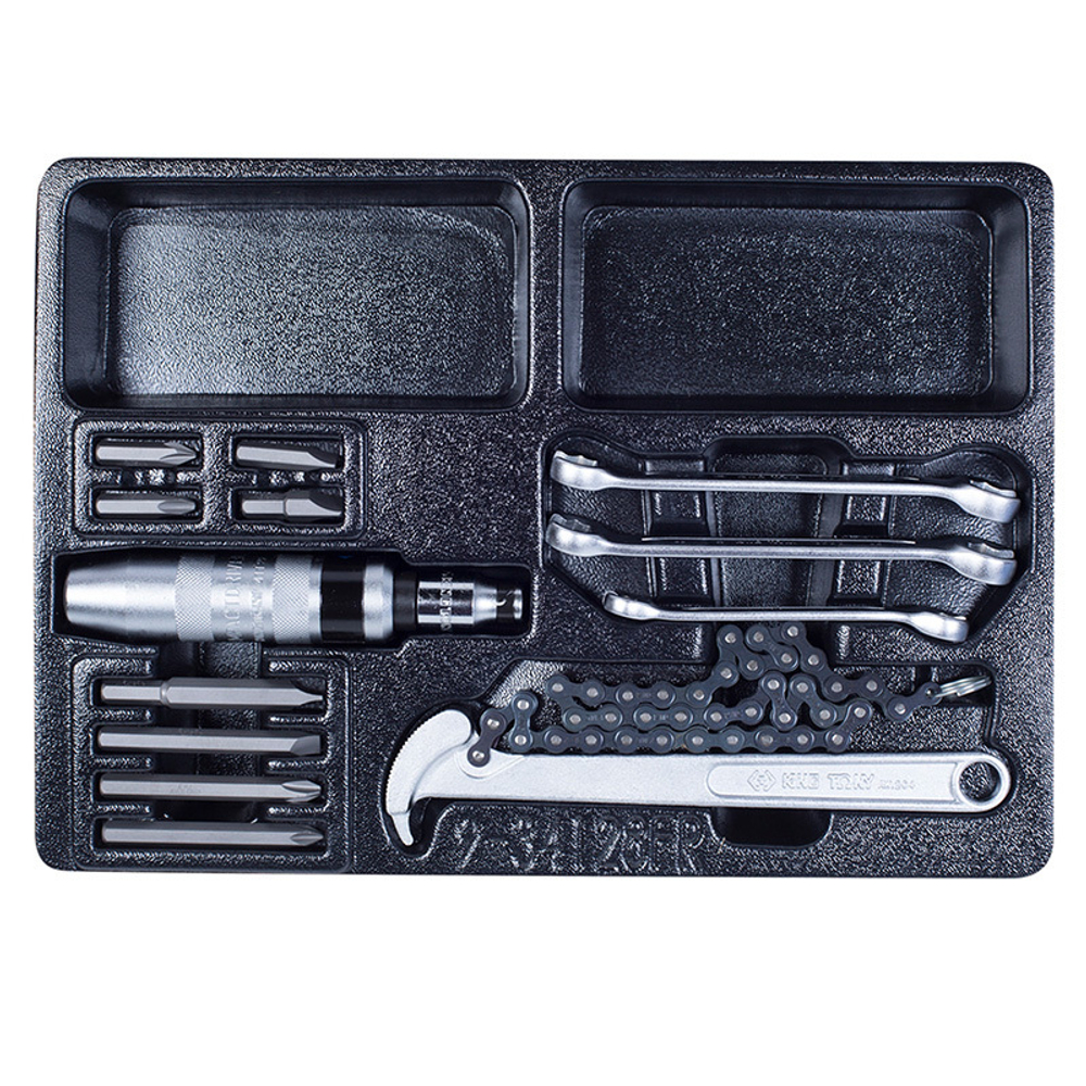 Набор разрезных ключей, ударная отвертка и съемник масляных фильтров, ложемент, 14 предметов KING TONY 9-34128FR