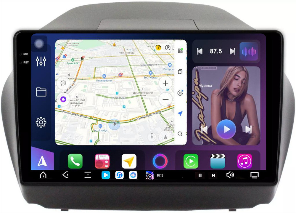 Магнитола для Hyundai iХ35, Tucson 2 2009-2015 (без штатного усилителя) - FarCar XXL10-7051-10AB монитор 10.36" 2K QLED на Android 14, TS20, 8+256Гб, CarPlay, 4G SIM-слот