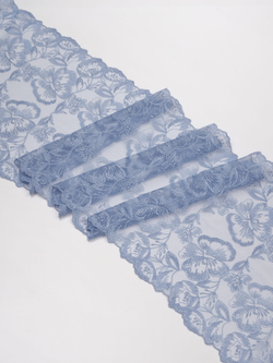 Кружево вышивка на сетке исландский голубой неэластичная ширина 22 см