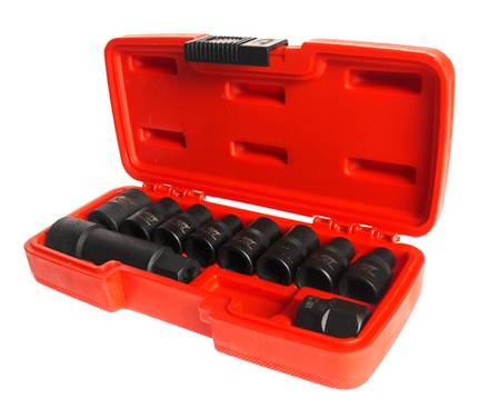 Набор головок специальных 1/2",3/8" 5-ти гранных и RIBE 10 предметов в кейсе JTC