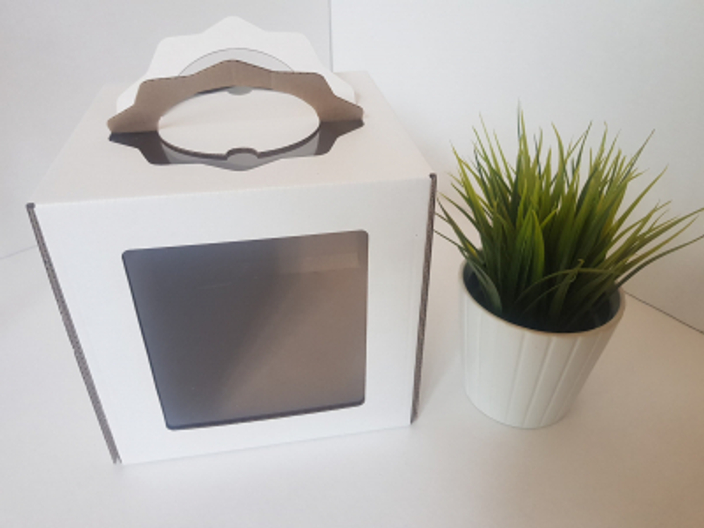 Коробка для торта с фигурными ручками 20х20х20