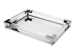 Поднос декоративный 40х30х5см Garda Decor серебряный