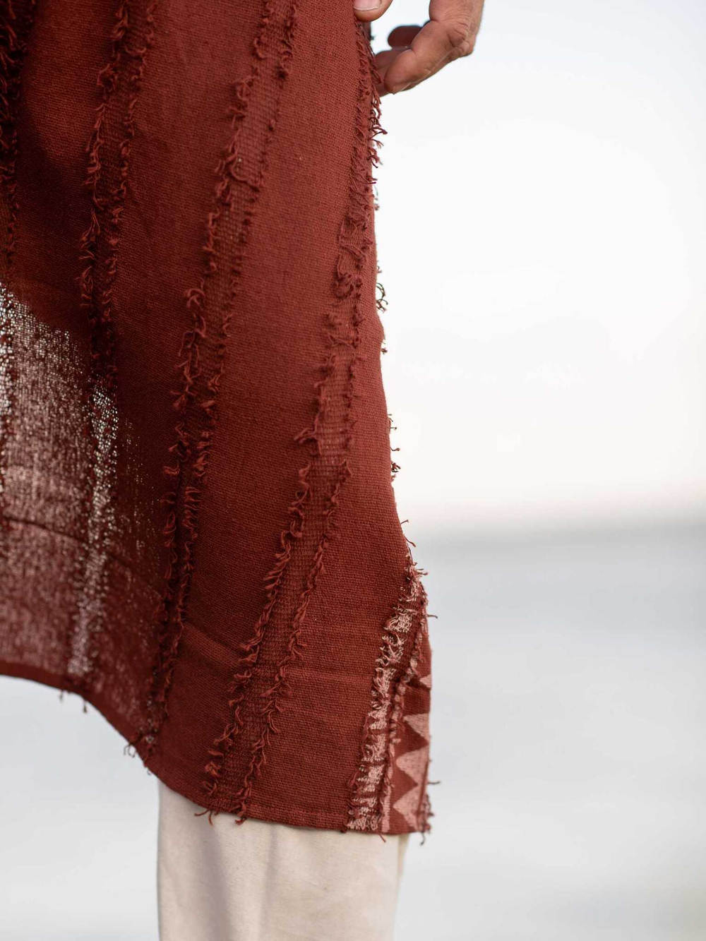 Накидка-пончо с капюшоном Tribal (терракот)