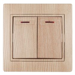 1-105-11 Intro Выключатель двойной с подсветкой, 10А-250В, IP20, СУ, Plano, сосна | Intro Plano Сосна