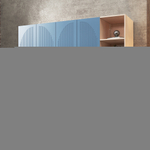 Шкаф Агератум МДФ четырехсекционный с стеллажом в синей эмали - Дуб молочный 8622  220*45*260