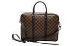 LOUIS VUITTON PORTE DOCUMENTS VOYAGE Canvas Leather Briefcase Small Men"s Brown