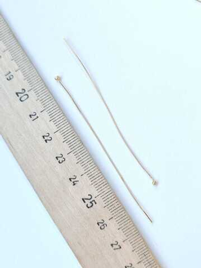 75041-з Пин с шариком мягкий 70мм, позолота, (уп.10шт)