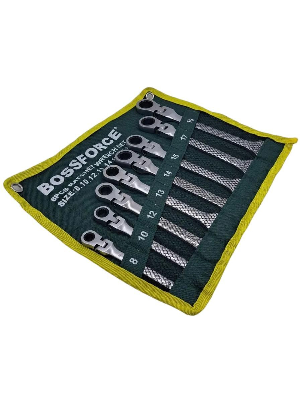 Набор ключей комбинированных трещоточных с шарниром 8 предметов