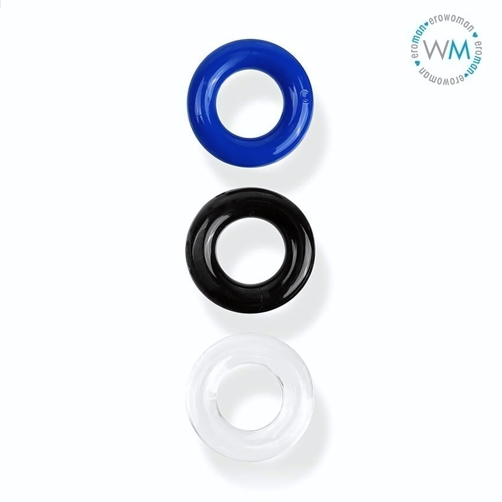 Набор из трех разноцветных эрекционных колец Erowoman-Eroman (Цвет: разноцветный)