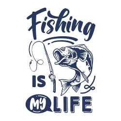 print PewPewCat рыбака Fishing is my life темно-синий для белой футболки