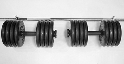 Комплект 2 гантели и гриф прямой общий вес 90 кг