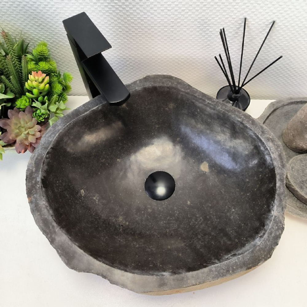 Каменная раковина из речного камня RS-63554 (47*42*15) 0122