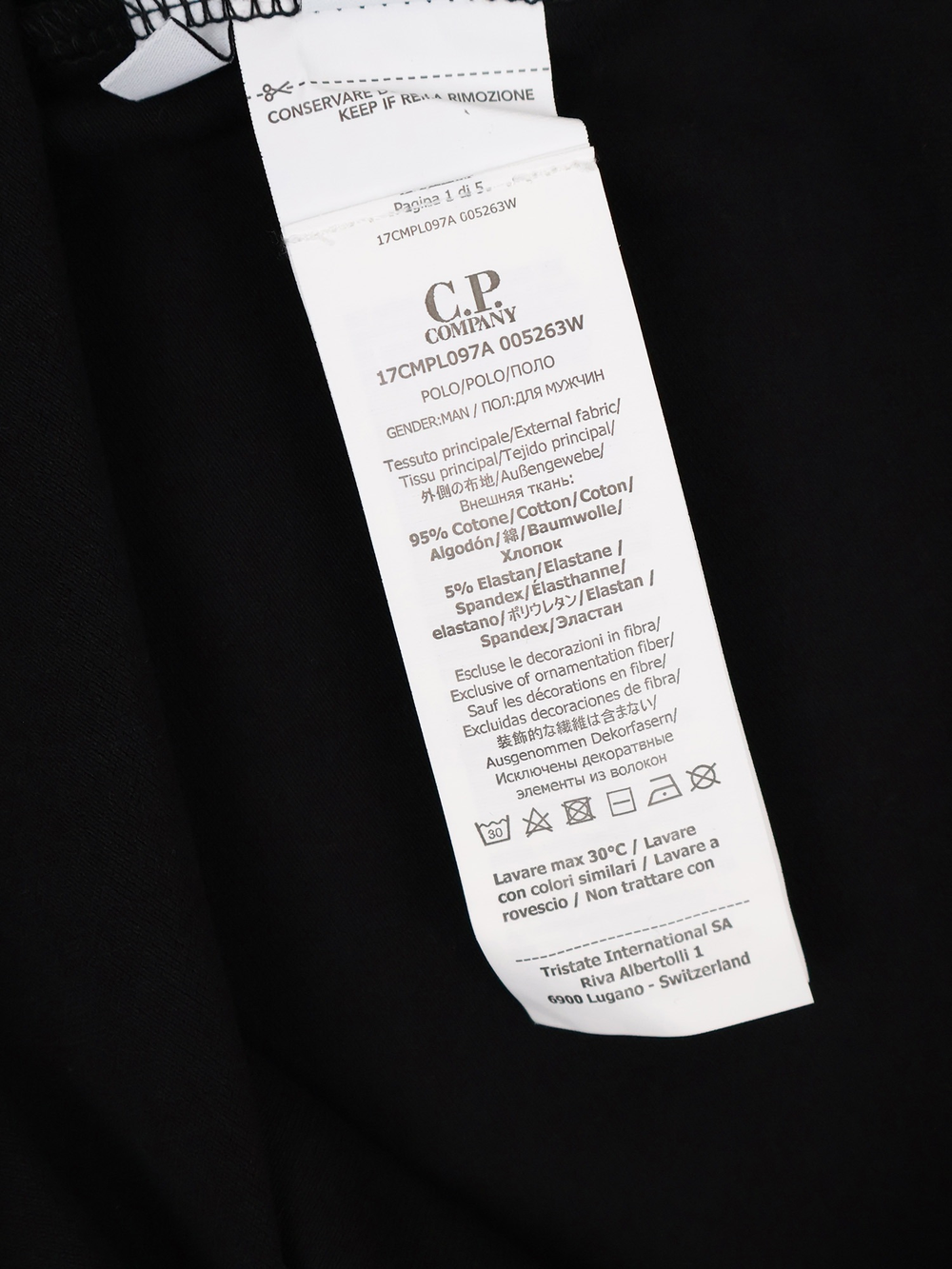 Поло C.P. Company Stretch Piquet Line Black