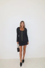 Жакет с маленькими декоративными пуговицами, Черный