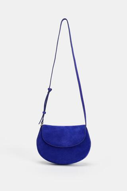 ZARA КОЖАНАЯ СУМКА ЧЕРЕЗ ПЛЕЧО, СИНИЙ