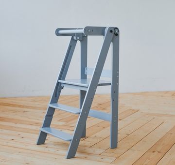 Детский табурет-стремянка "БАШНЯ ПОМОЩНИКА", серый