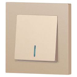 Выключатель Intro Accent 6-102-04 с подсветкой, 10А-250В, IP20, СУ, AL/CU, шампань | Intro