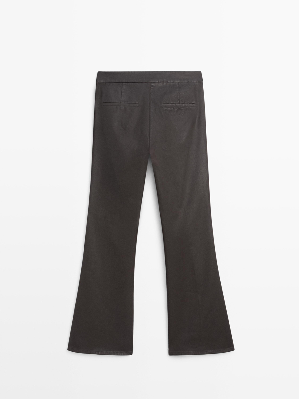 Massimo Dutti Расклешенные брюки с покрытием, коричневый