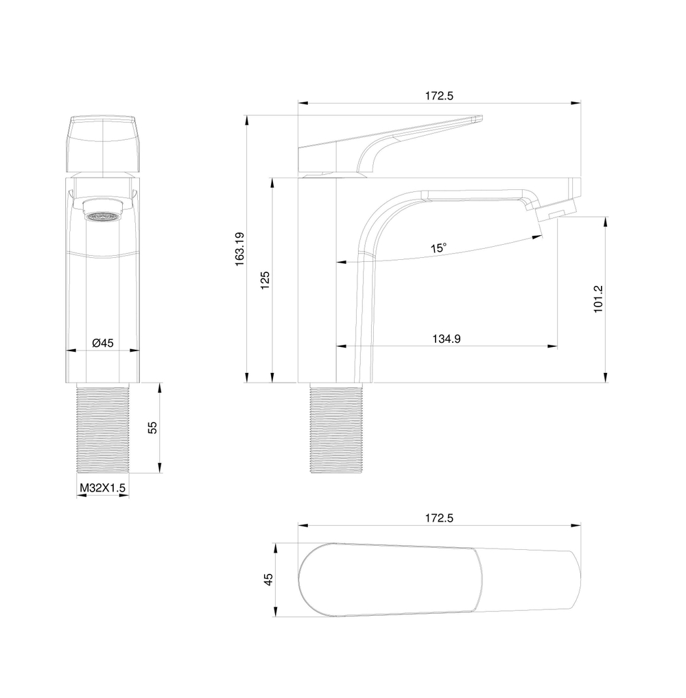 Смеситель для раковины WONZON & WOGHAND, Брашированное золото (WW-A40492-BG)