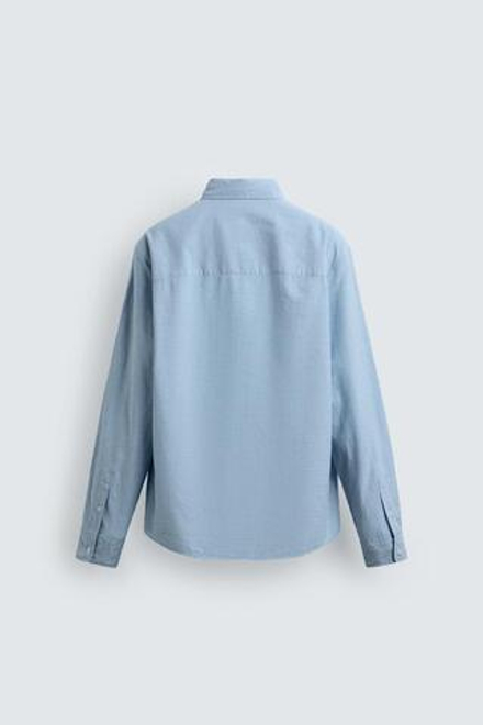 ZARA РУБАШКА ИЗ МЯГКОГО ХЛОПКА, ГОЛУБОЙ