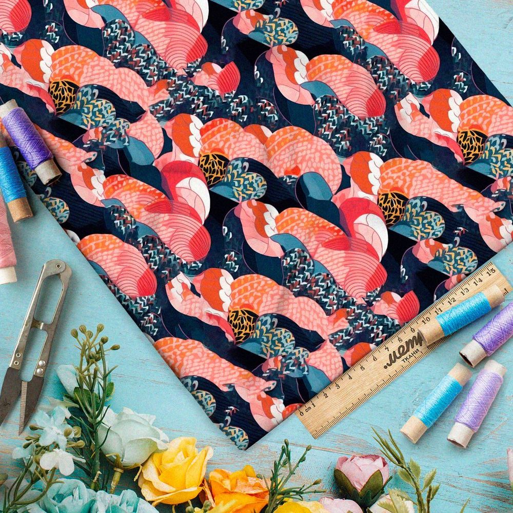 Ткань премиум дюспо призрачные завитки